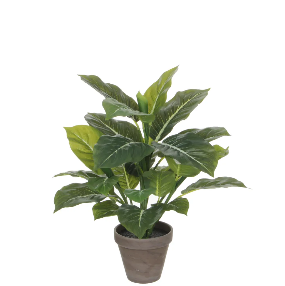 MICA - Evergreen vert artificiel H49cm, en pot Stan gris