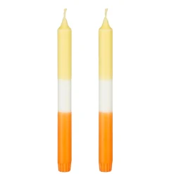 MICA - Lot 2 bougies Dip-Dye Diner Stearine oranges - H.25xD.2.2cm