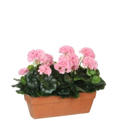 MICA - Plante artificielle : Jardinière géranium rose 39x13x40 cm