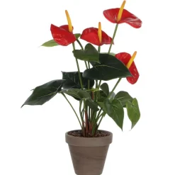 MICA - Plante artificielle : Pot Anthurium rouge D.11,5 x H.40 cm
