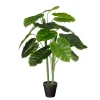 MICA - Plante artificielle : Alocasia en pot vert - H.100xD.50cm