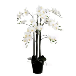 MICA - Plante artificielle : Pot phalaenopsis blanc D.35 x H.117 cm