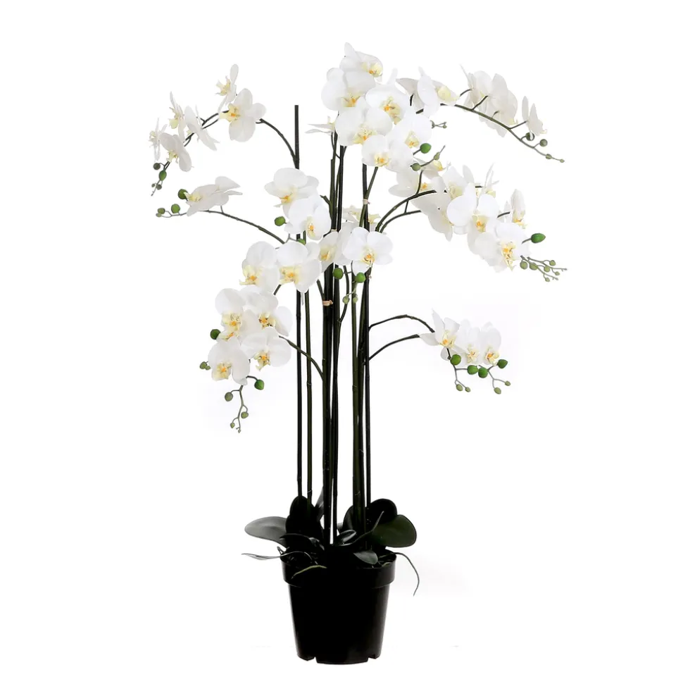 MICA - Plante artificielle : Pot phalaenopsis blanc D.35 x H.117 cm