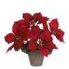 MICA - Poinsettia rouge artificiel H27cm, en pot D11,5cm