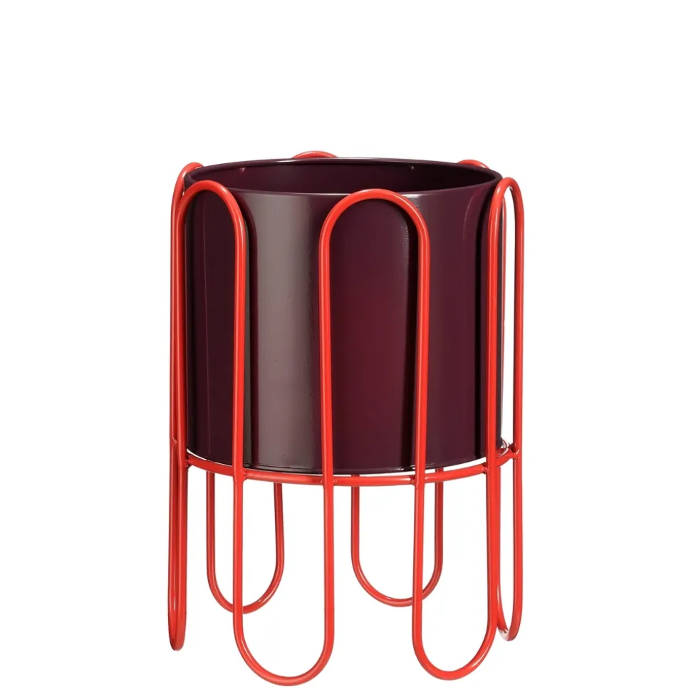 MICA - Pot Dione en fer, coloris rouge - H.35xD.25,5cm