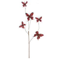 MICA - Tige déco aux 5 petits papillons à finition bordeaux H.94 cm