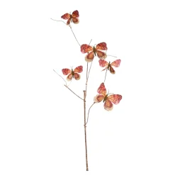 MICA - Tige déco aux 5 petits papillons à finition rouille H.94 cm