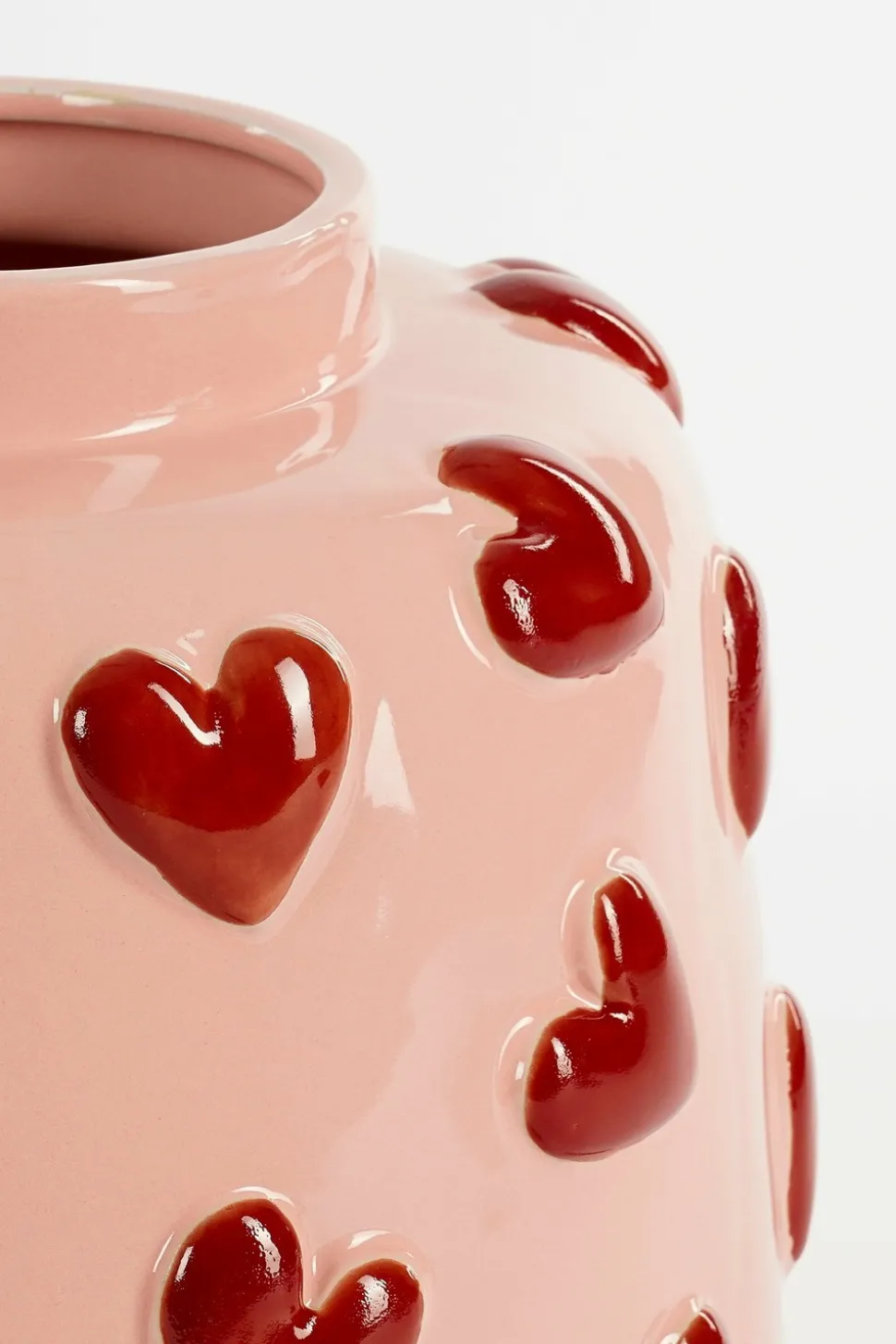 MICA DECORATIONS - Mica decorations - vase en céramique avec des cœurs rose et rouge h28