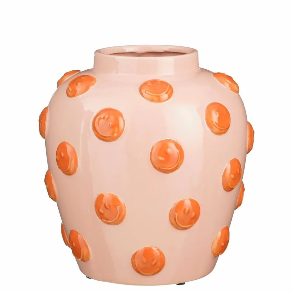 MICA DECORATIONS - Mica decorations - vase avec des smileys en céramique rose h33