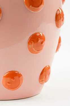 MICA DECORATIONS - Mica decorations - vase avec des smileys en céramique rose h33