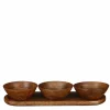 MICA DECORATIONS - Mica decorations - plateau de service aves 3 bols en bois de manguier