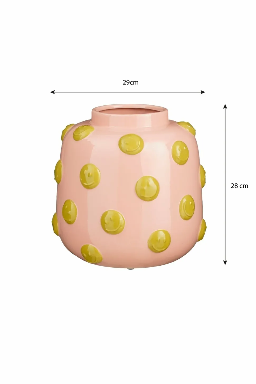 MICA DECORATIONS - Mica decorations - vase avec des smileys en céramique rose pâle et ocre h28