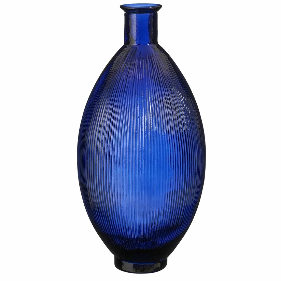 MICA DECORATIONS - Mica decorations - vase bouteille en verre recyclé bleu foncé h59