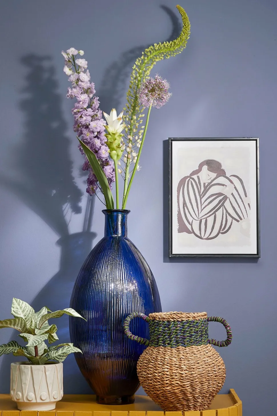 MICA DECORATIONS - Mica decorations - vase bouteille en verre recyclé bleu foncé h59