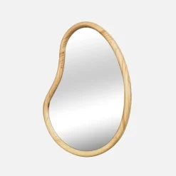 Miroir organique en bois de sapin 65cm épaisseur 3cm coloris naturel idéal entrée. Chambre ou salle de bain