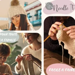 NEEDLE IT - Needle it® kit tricot bonnet complet gris
