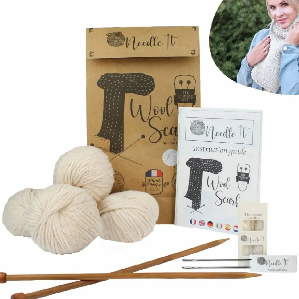 NEEDLE IT - Needle it® kit tricot écharpe écru