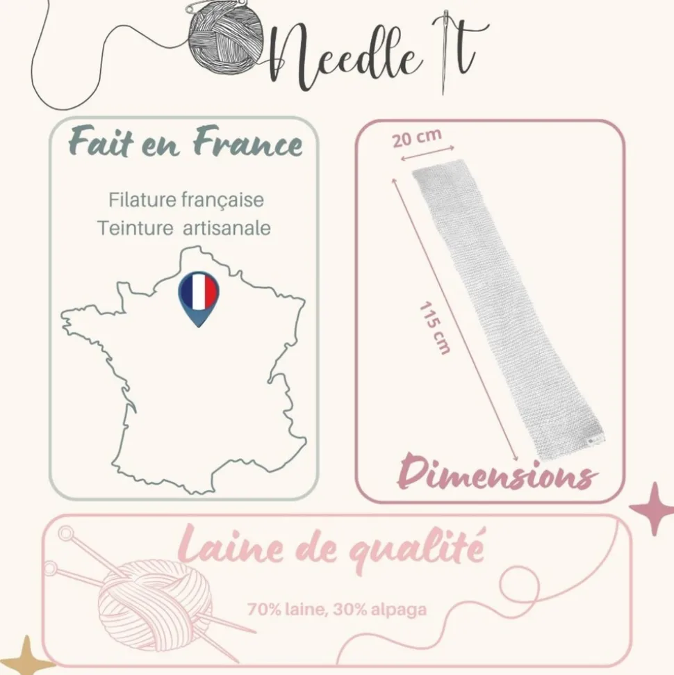 NEEDLE IT - Needle it® kit tricot écharpe écru