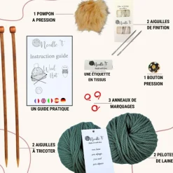 NEEDLE IT - Needle it® kit tricot bonnet complet vert