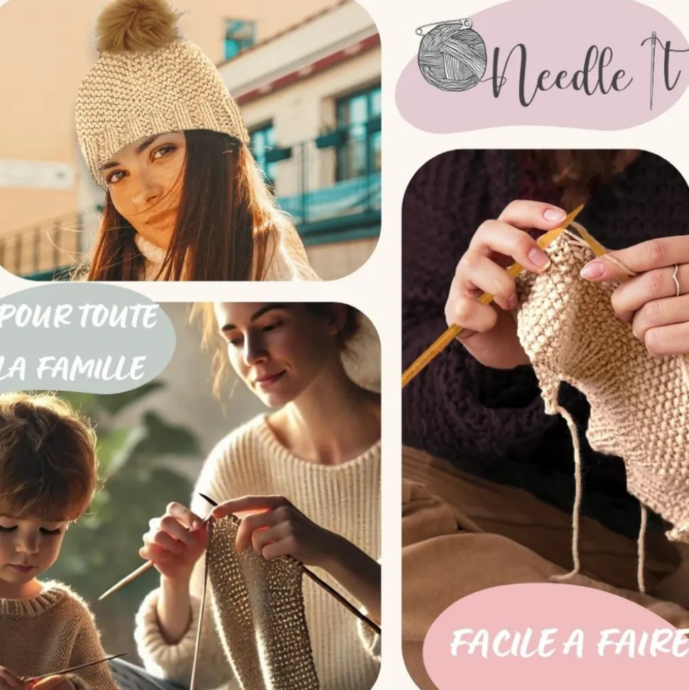 NEEDLE IT - Needle it® kit tricot bonnet complet vert
