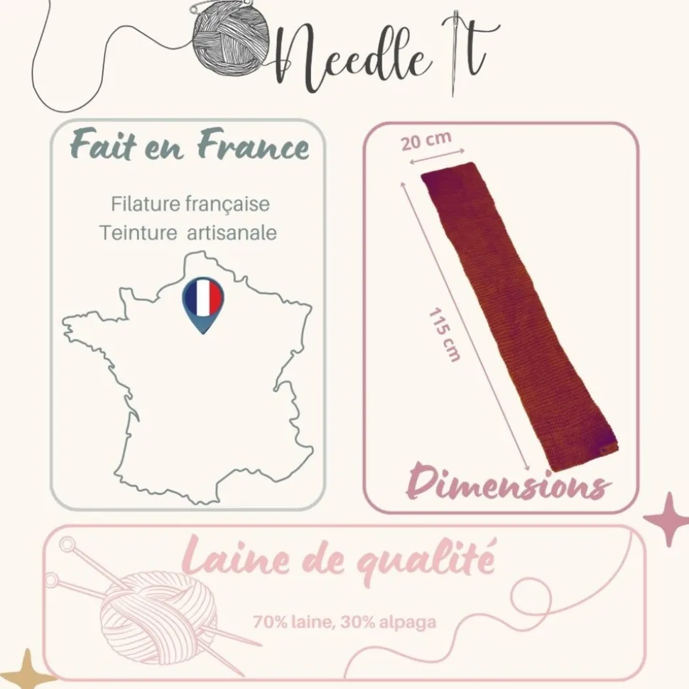 NEEDLE IT - Needle it® kit tricot écharpe bordeaux