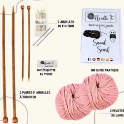 NEEDLE IT - Needle it® kit tricot tour de cou en laine rose