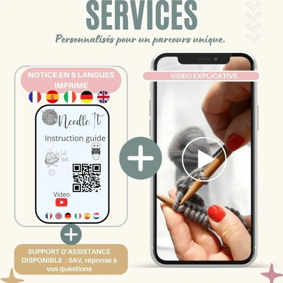 NEEDLE IT - Needle it® kit tricot tour de cou en laine rose