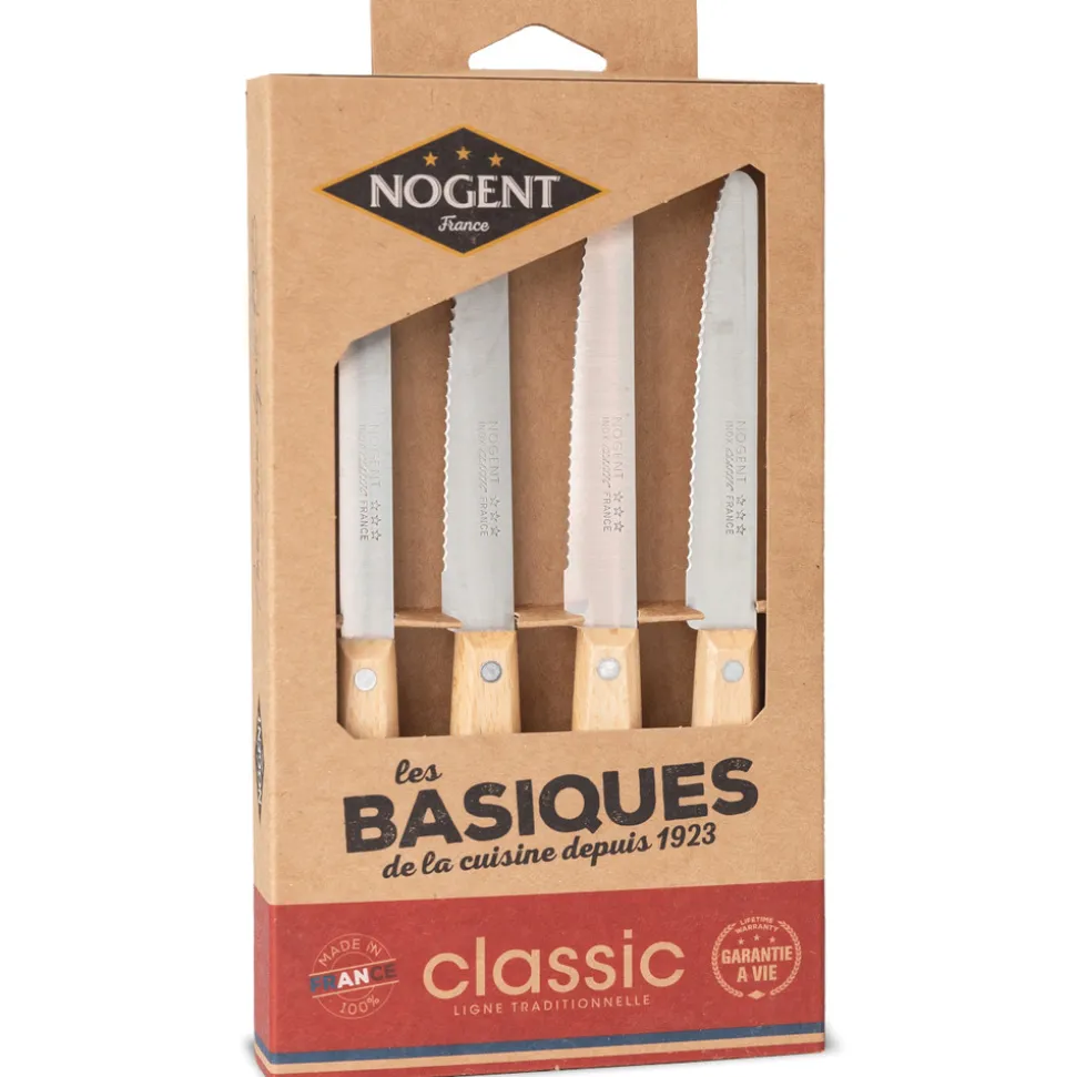 Nogent 3 etoiles coffret de 4 couteaux de table hêtre - 00086 v