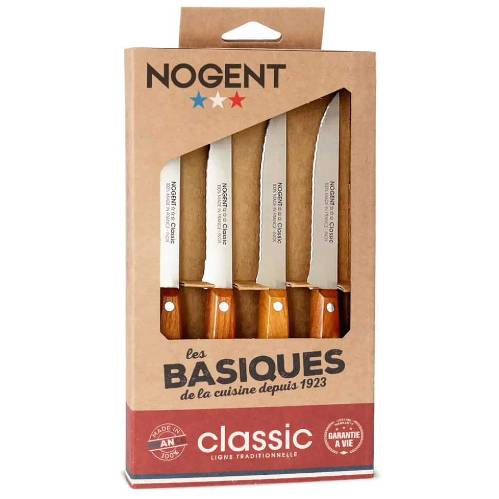 Nogent 3 etoiles coffret de 4 couteaux à steak cerisier des bois - 00097v