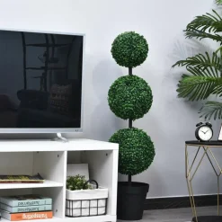 OUTSUNNY - Buis vert artificiel topiaire artificielle dim. Ø 30 x 112H cm