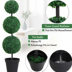 OUTSUNNY - Buis vert artificiel topiaire artificielle dim. Ø 30 x 112H cm