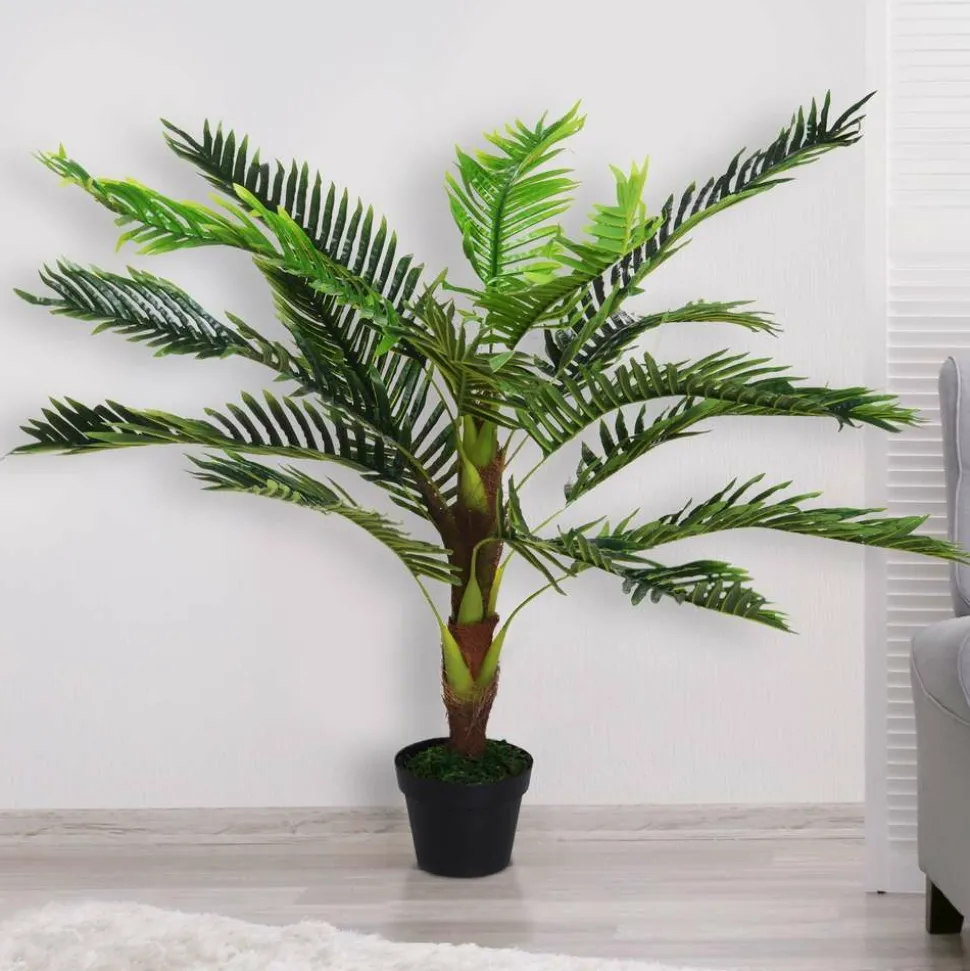 OUTSUNNY - Palmier artificiel H.123 cm - pot inclus