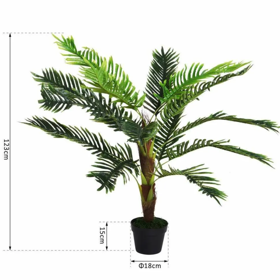 OUTSUNNY - Palmier artificiel H.123 cm - pot inclus