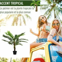 OUTSUNNY - Palmier artificiel H.123 cm - pot inclus