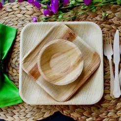 PACOVIS - Assiettes jetables en palmier - lot de 25 - 17 x 17 cm