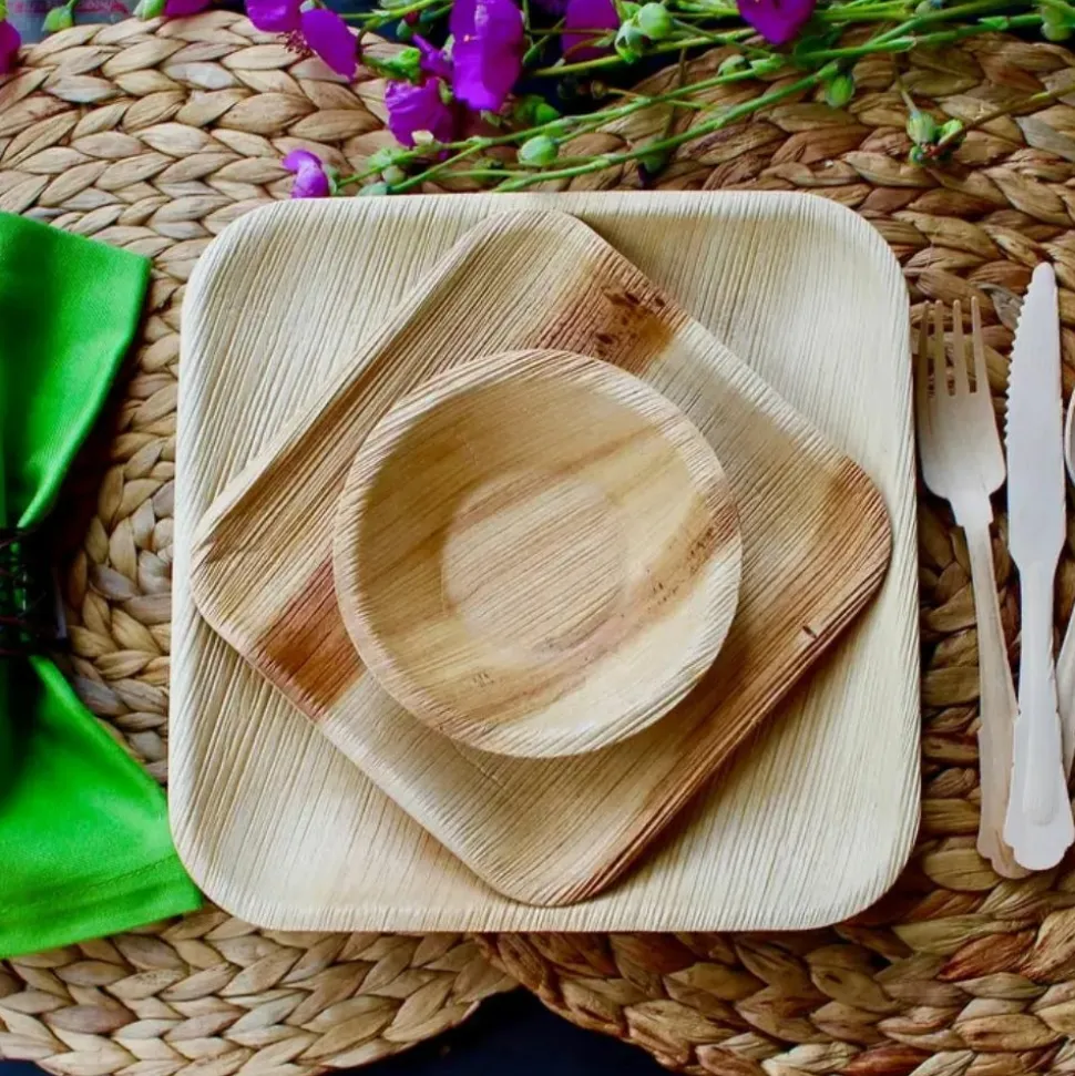 PACOVIS - Assiettes jetables en palmier - lot de 25 - 24 x 24 cm