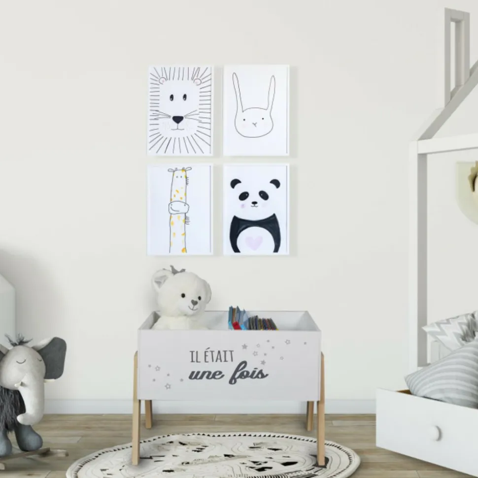 PARIS PRIX - Bibliothèque enfant "il était une fois" 60cm blanc