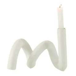 PARIS PRIX - Bougeoir design céramique "torsia" 25cm blanc