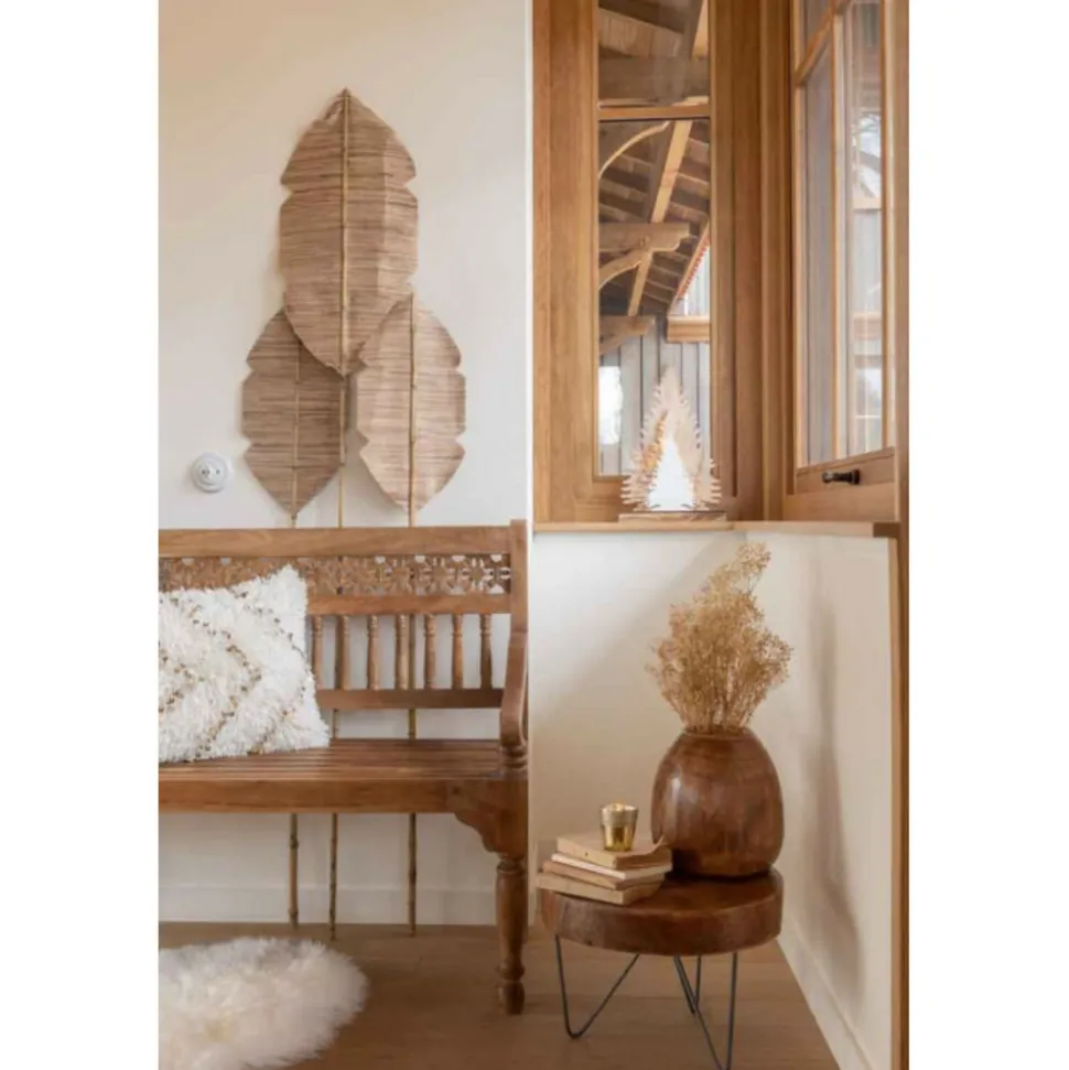 PARIS PRIX - Cache-pot déco "wood paulownia" 26cm marron