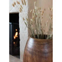 PARIS PRIX - Cache-pot déco "wood paulownia" 50cm marron