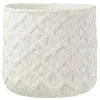 PARIS PRIX - Cache-pot déco en ciment "damier" 33cm blanc