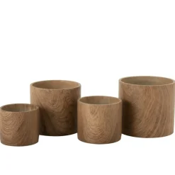 PARIS PRIX - Cache-pot déco en ciment "forêt" 21cm marron