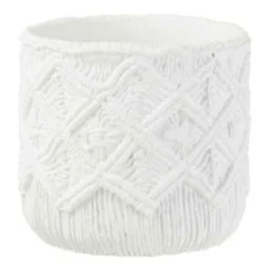 PARIS PRIX - Cache-pot déco en ciment "damier" 20cm blanc