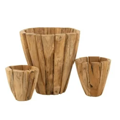 PARIS PRIX - Cache-pot en bois "jack teck" 30cm naturel