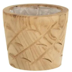 PARIS PRIX - Cache-pot en bois "encoches" 20cm naturel