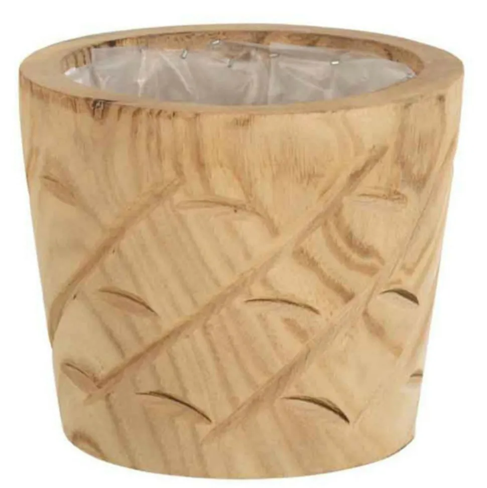 PARIS PRIX - Cache-pot en bois "encoches" 20cm naturel