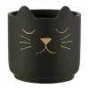 PARIS PRIX - Cache-pot en céramique "chat" 20cm noir & or