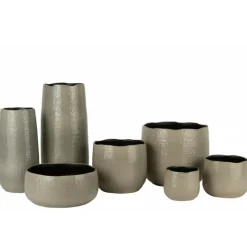 PARIS PRIX - Cache-pot en céramique "yuella" 19cm gris clair