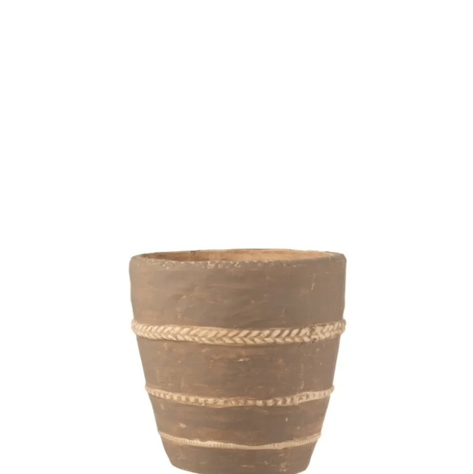 PARIS PRIX - Cache-pot en terre cuite "tressé" 24cm marron