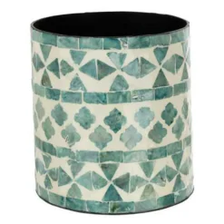 PARIS PRIX - Cache-pot imprimé design "delta" 15cm bleu clair